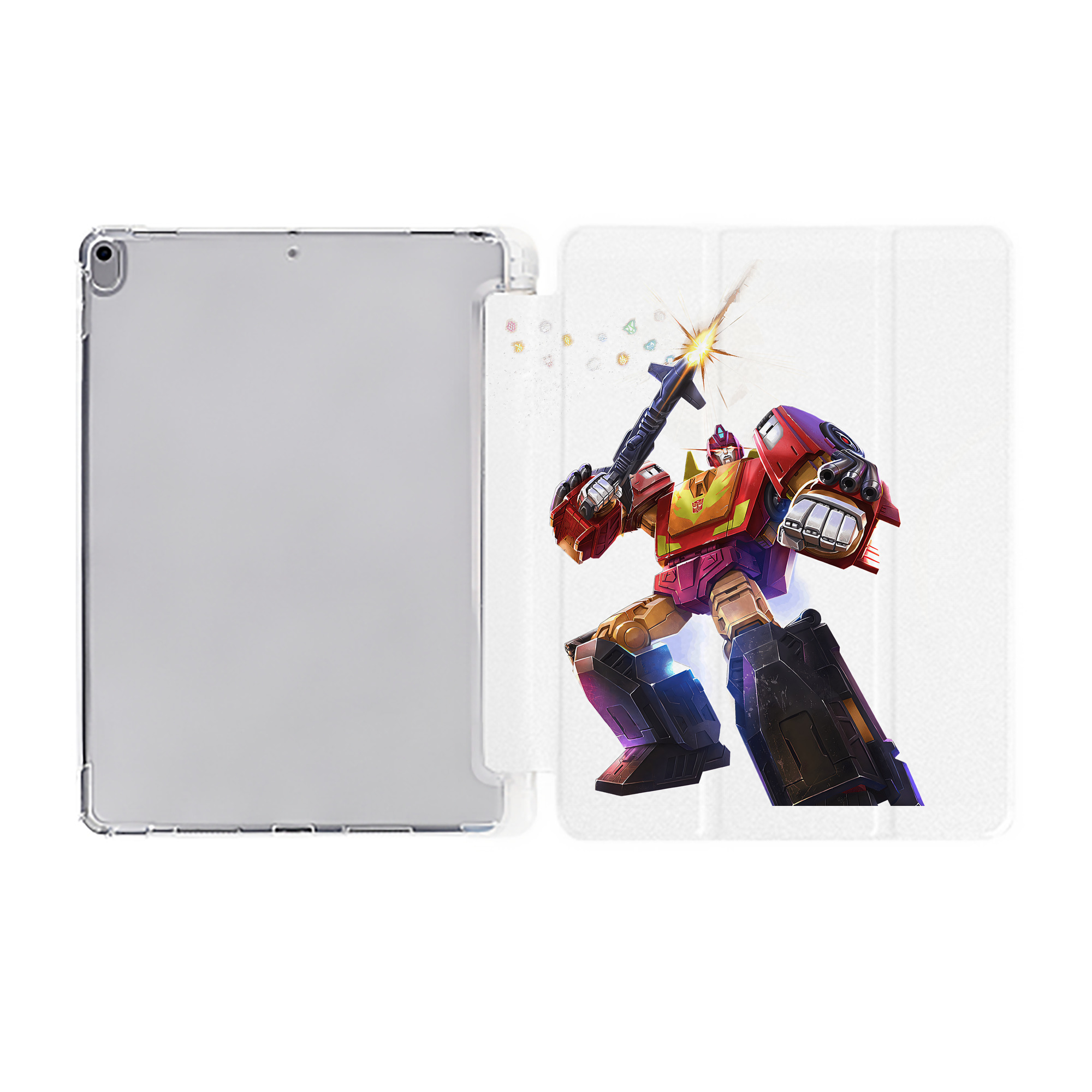 （画像用） Transformers トランスフォーマー IPad ケース ペン収納付き 三つ折りスタンド PUレザー×シリコン 対応機種9.5/10.5/10.9インチ